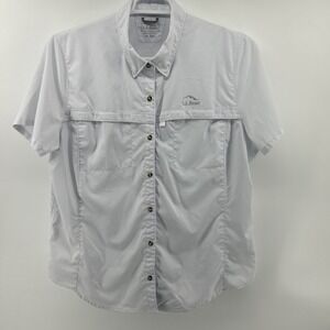 L.L. Bean Tropicwear Blouse Shirt Top Women's XL Short Sleeves Button Up 50 UPF